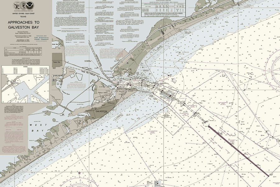 Approaches to Galveston Bay Nautical Chart