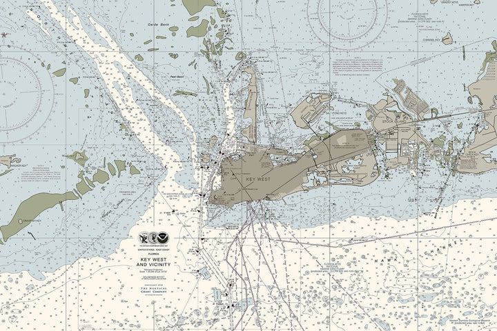 Key West and Vicinity Nautical Chart — Traditional palette