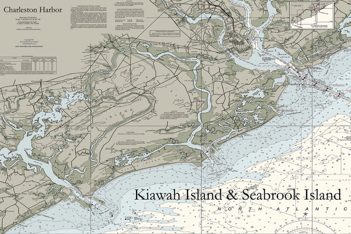 Kiawah & Seabrook Islands Nautical Chart — Traditional palette