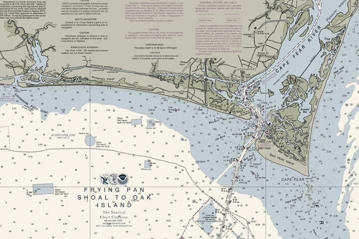 Frying Pan Shoal to Oak Island - Cape Fear Nautical Chart