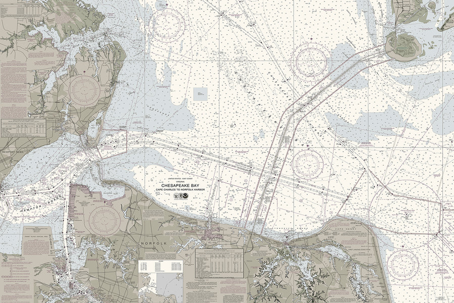 Chesapeake Bay - Cape Charles To Norfolk Harbor Nautical Chart