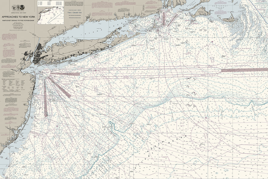Approaches To New York - Nantucket Shoals To Five Fathom Banks Nautical Chart