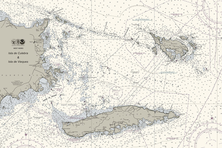 Puerto Rico Isla de Culebra & Vierques Nautical Chart — Traditional palette