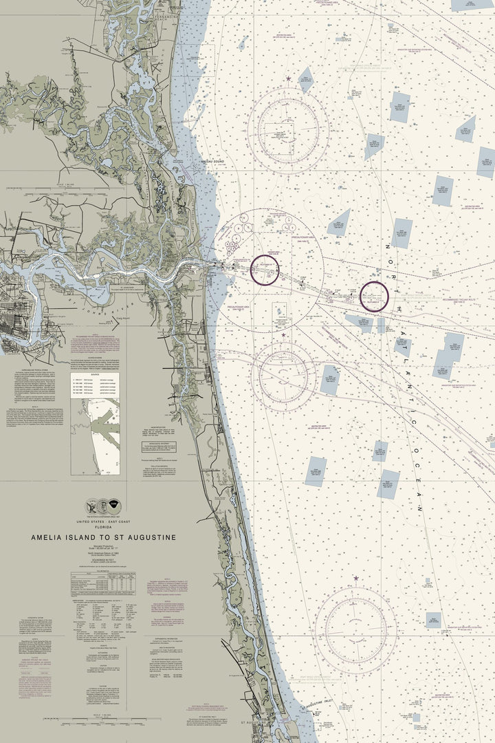 Amelia Island To St Augustine Nautical Chart — Traditional palette