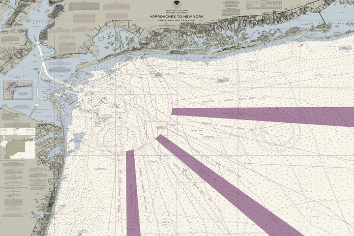 Approaches To New York - Fire Island Light To Sea Girt Nautical Chart - Long Beach - Coney Island — Traditional palette