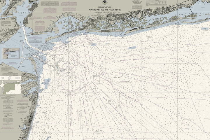 Approaches To New York - Fire Island Light To Sea Girt Nautical Chart - Long Beach - Coney Island
