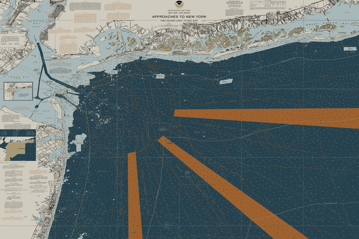 Approaches To New York - Fire Island Light To Sea Girt Nautical Chart - Long Beach - Coney Island - — Heritage Edition