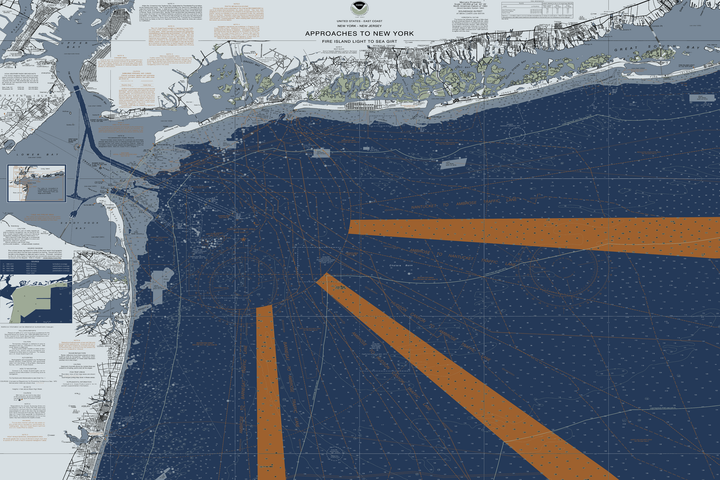 Approaches To New York - Fire Island Light To Sea Girt Nautical Chart - Long Beach - Coney Island - — Modern Edition — Modern Edition palette
