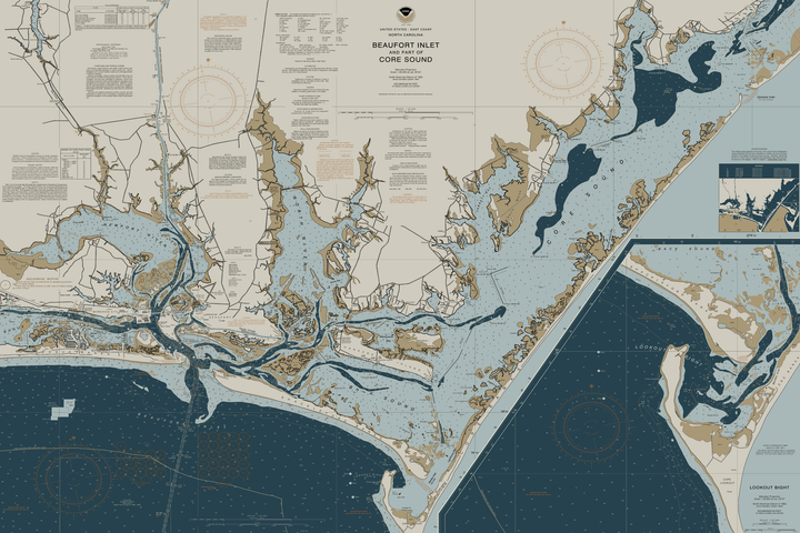 Beaufort Inlet And Part Of Core Sound Nautical Chart Art — Heritage Edition — Heritage Edition palette