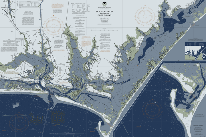 Beaufort Inlet And Part Of Core Sound Nautical Chart Art — Modern Edition
