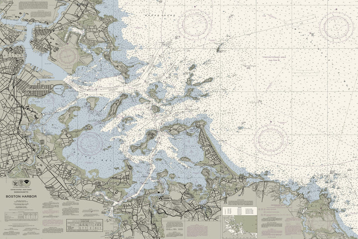 Boston Harbor Nautical Chart — Traditional palette