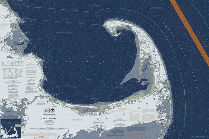 Cape Cod Bay Nautical Chart — Modern Edition — Modern Edition palette