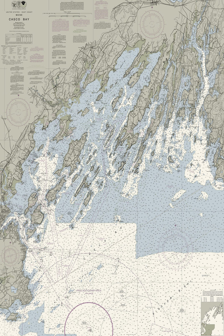 Casco Bay, ME Nautical Chart — Traditional palette