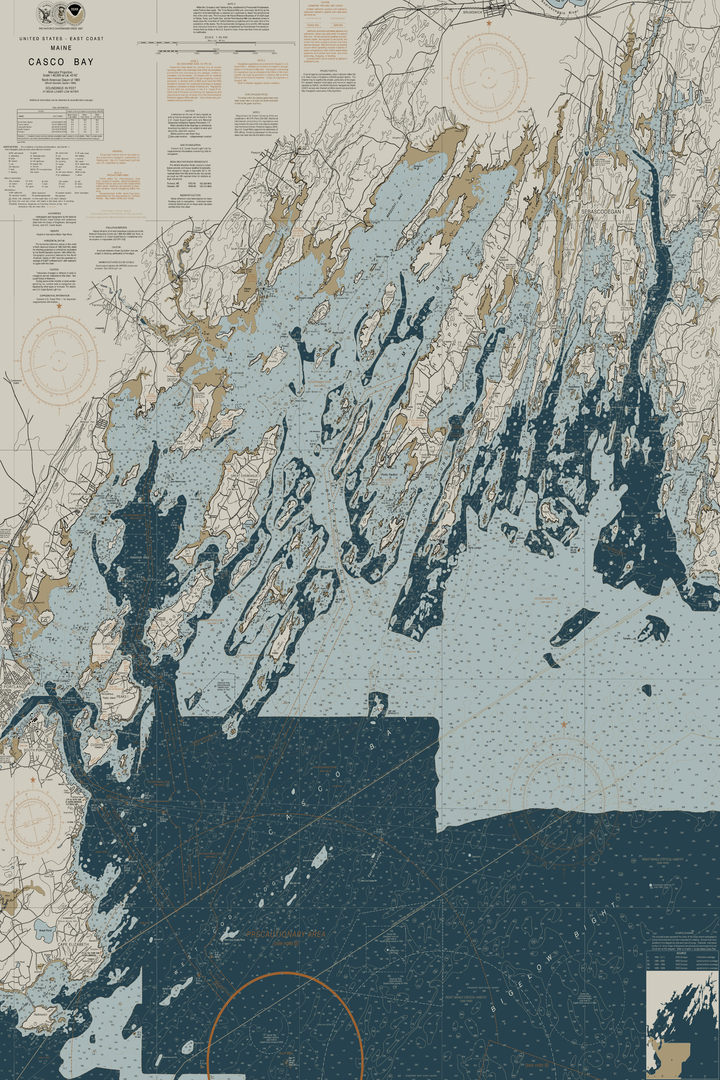Casco Bay, ME Nautical Chart — Heritage Edition — Heritage Edition palette