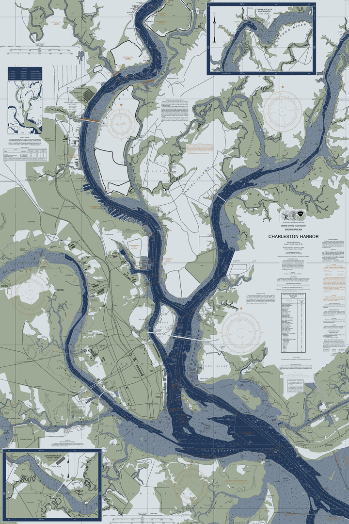 Charleston Harbor Nautical Chart — Modern Edition — Modern Edition palette