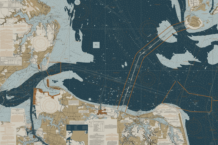 Chesapeake Bay - Cape Charles To Norfolk Harbor Nautical Chart — Heritage Edition — Heritage Edition palette