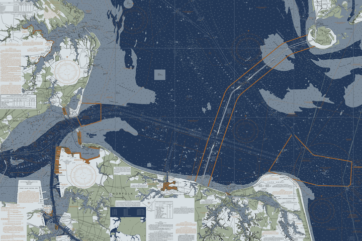 Chesapeake Bay - Cape Charles To Norfolk Harbor Nautical Chart — Modern Edition