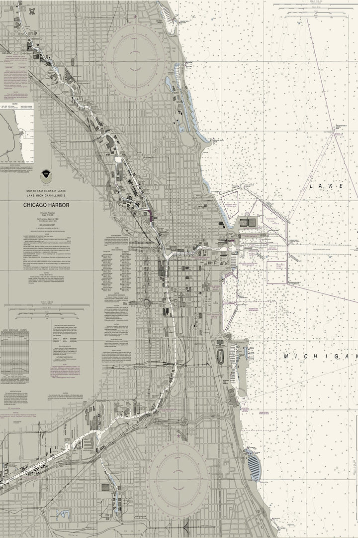 Chicago Harbor Nautical Chart — Traditional palette
