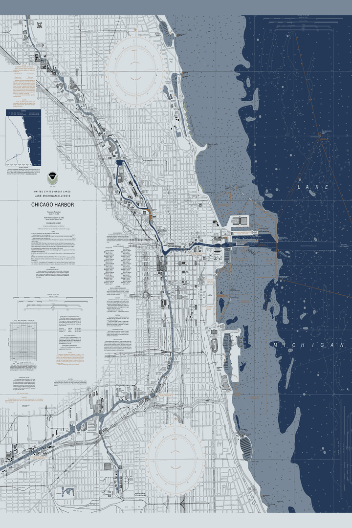 Chicago Harbor Nautical Chart — Modern Edition — Modern Edition palette