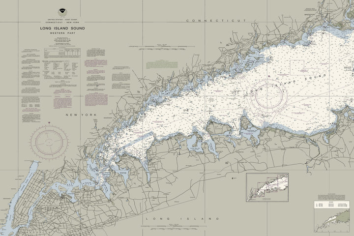 Long Island Sound - Western Part Nautical Chart — Traditional palette