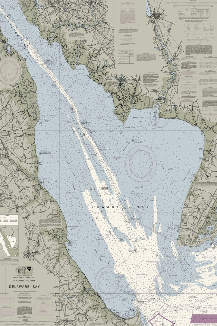 Delaware Bay Nautical Chart — Traditional palette