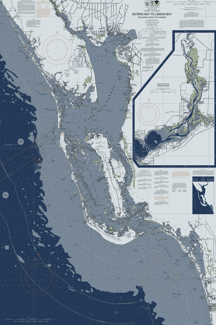 Estero Bay to Lemon Bay Nautical Chart - Ft Myers, Sanibel & Punta Gorda — Modern Edition — Modern Edition palette