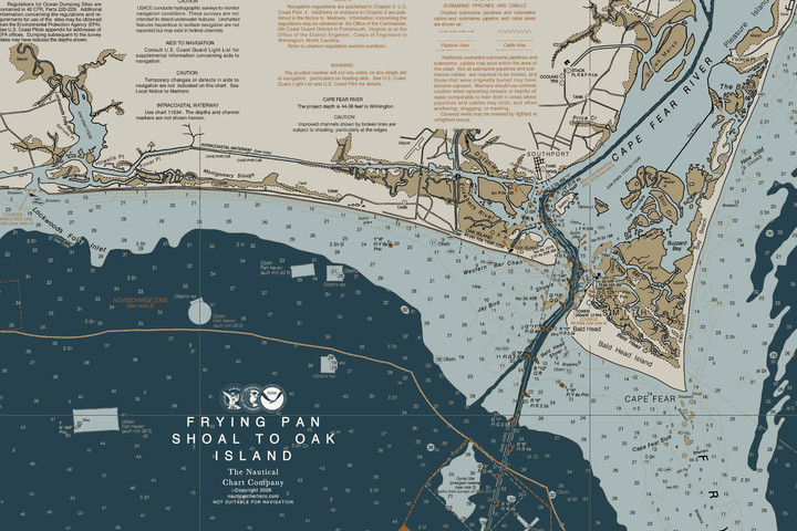 Frying Pan Shoal to Oak Island - Cape Fear Nautical Chart — Heritage Edition — Heritage Edition palette