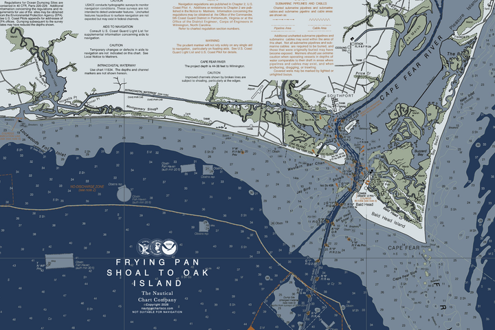 Frying Pan Shoal to Oak Island - Cape Fear Nautical Chart — Modern Edition — Modern Edition palette