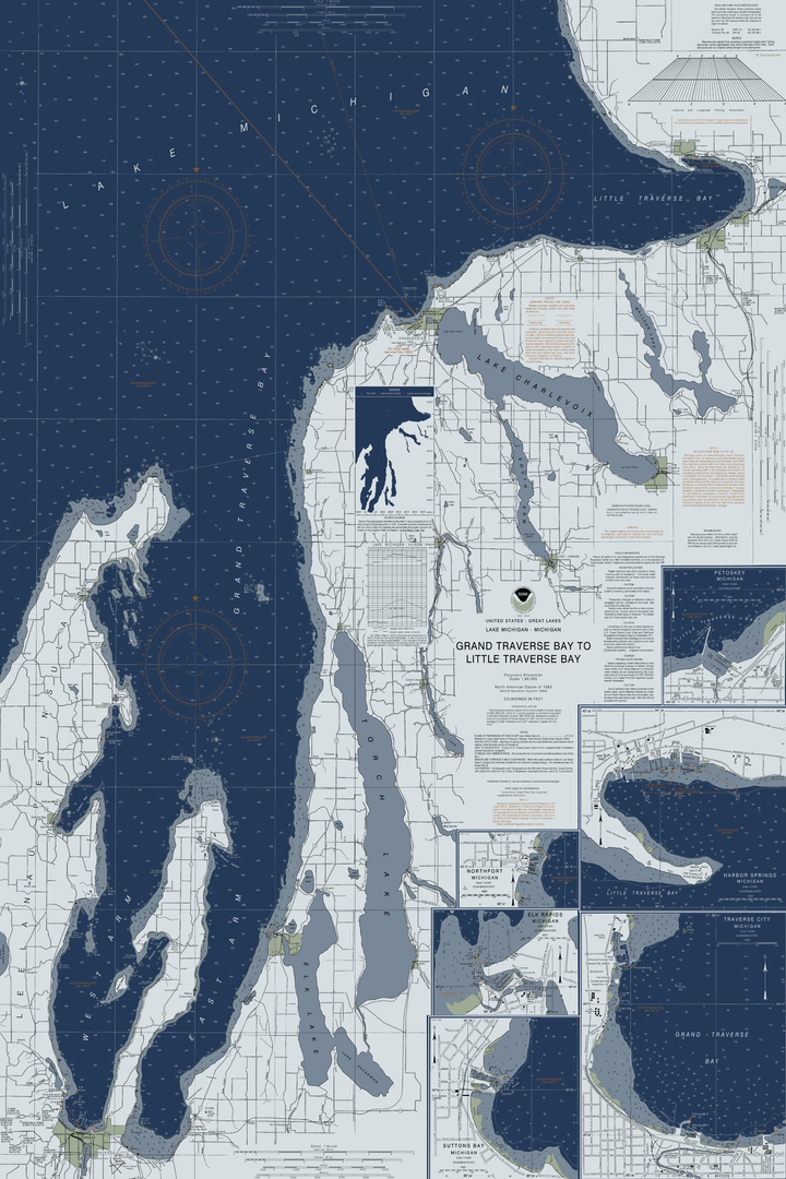 Grand Traverse To Little Traverse Bay Nautical Chart — Modern Edition