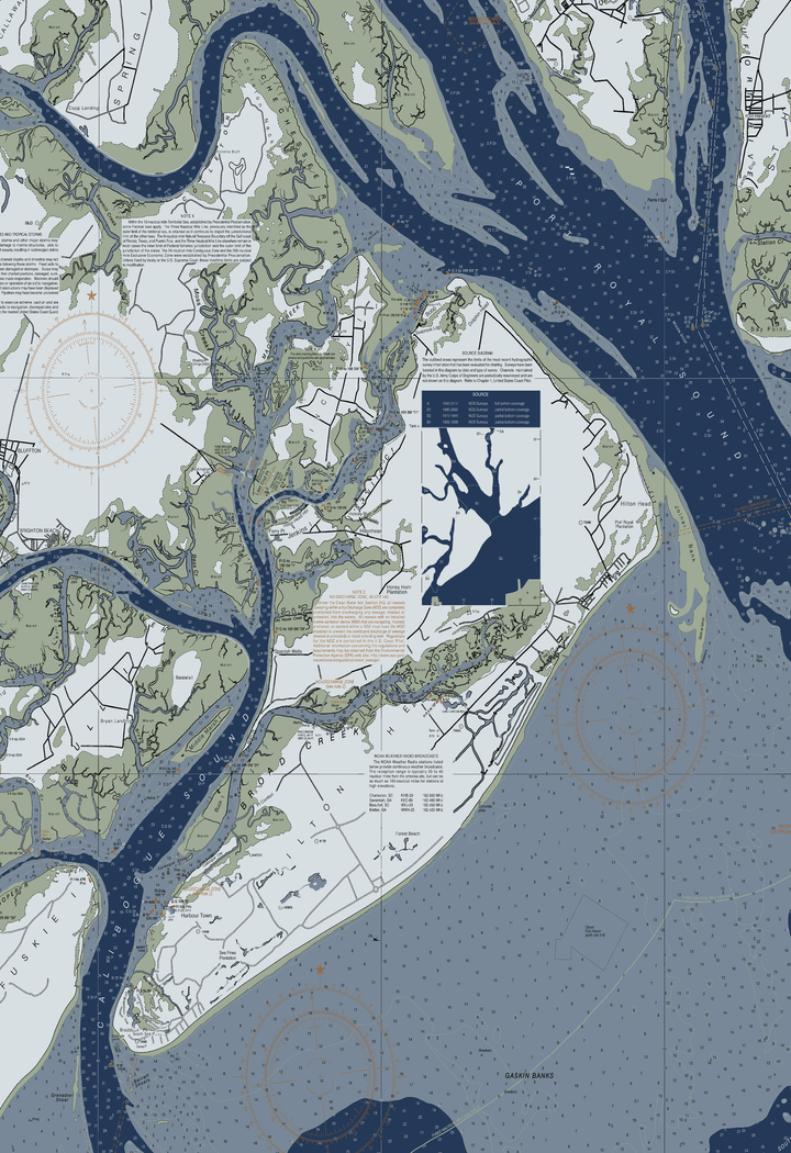 Hilton Head Island Nautical Chart — Modern Edition — Modern Edition palette