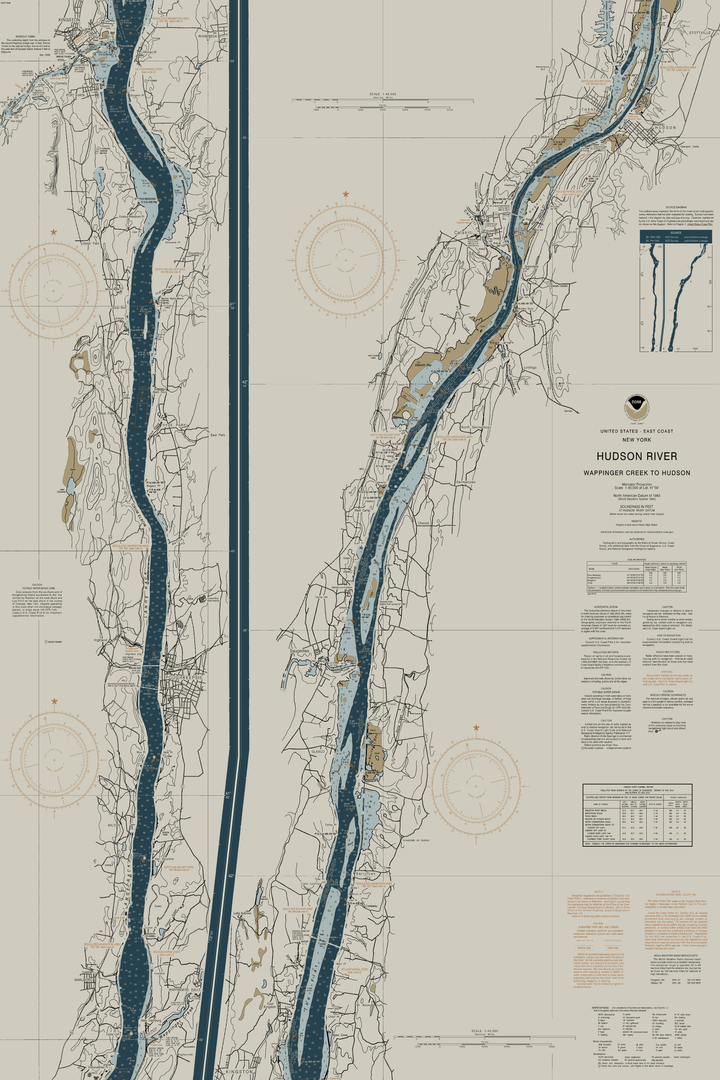 Hudson River - Wappinger Creek To Hudson Nautical Chart — Heritage Edition — Heritage Edition palette