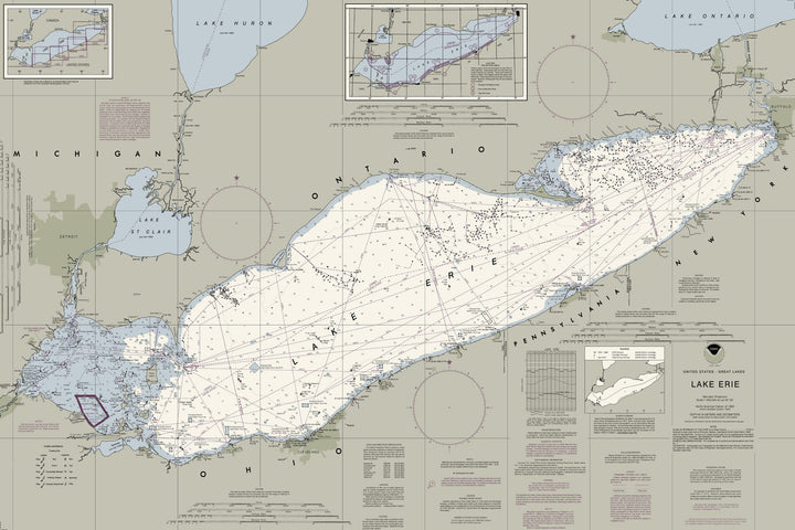 Lake Erie Nautical Chart — Traditional palette