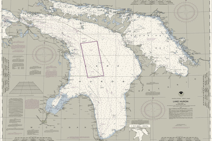 Lake Huron Nautical Chart — Traditional palette