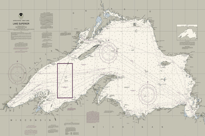 Lake Superior Nautical Chart — Traditional palette