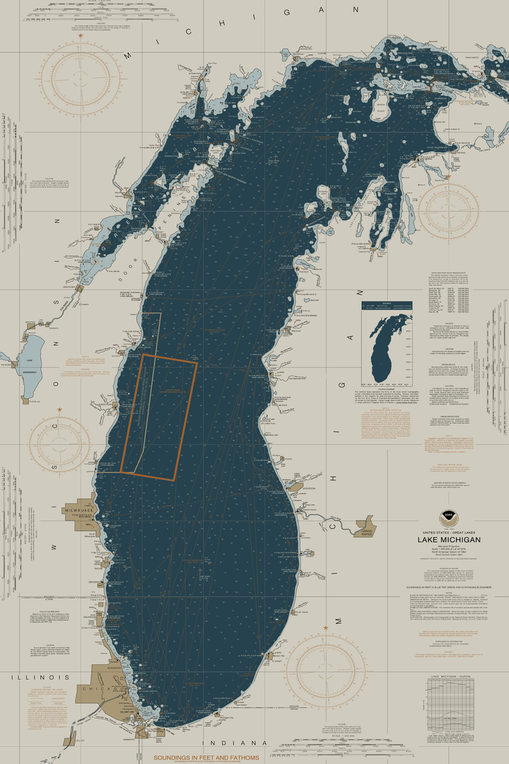 Lake Michigan Nautical Chart — Heritage Edition