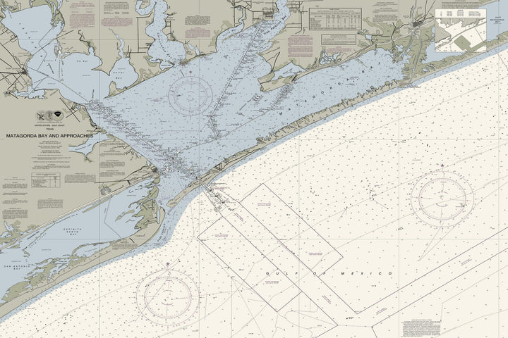 Matagorda Bay And Approaches Nautical Chart — Traditional palette