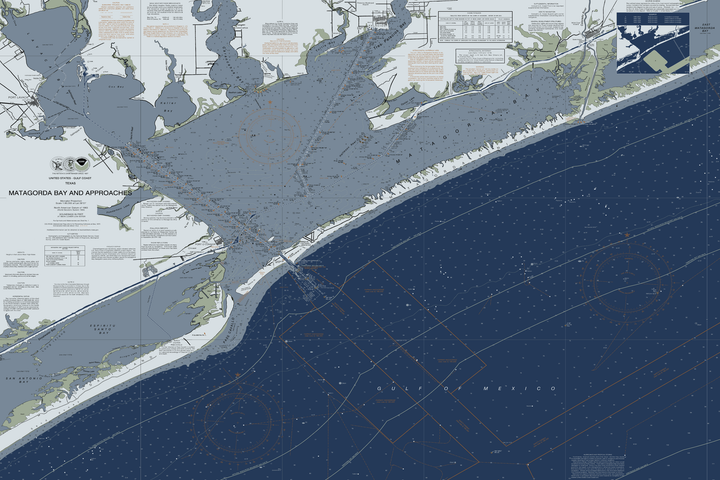 Matagorda Bay And Approaches Nautical Chart — Modern Edition — Modern Edition palette