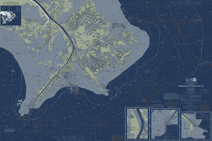 Mississippi River Delta Nautical Chart — Modern Edition