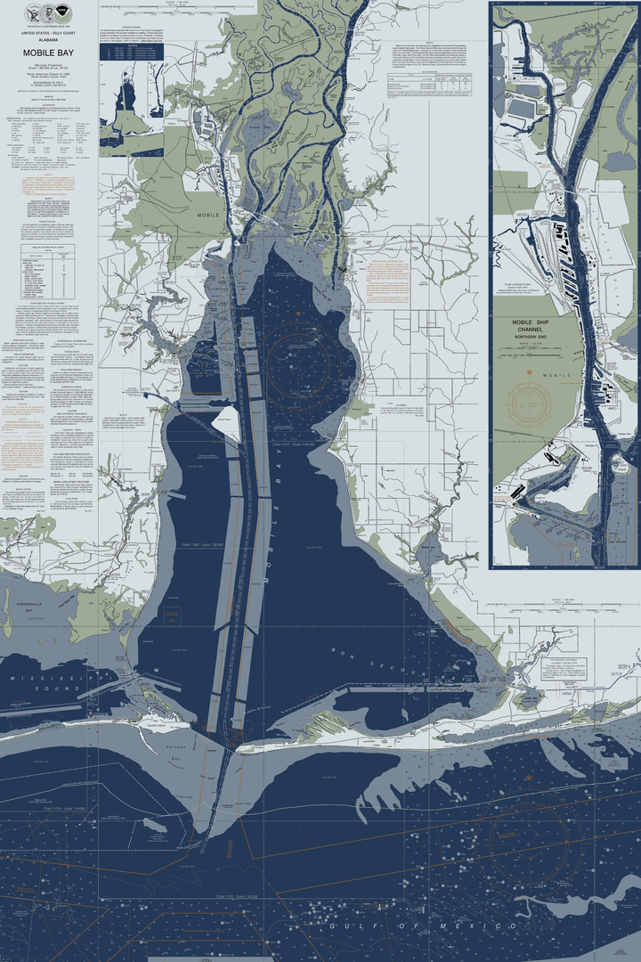Mobile Bay Nautical Chart — Modern Edition — Modern Edition palette