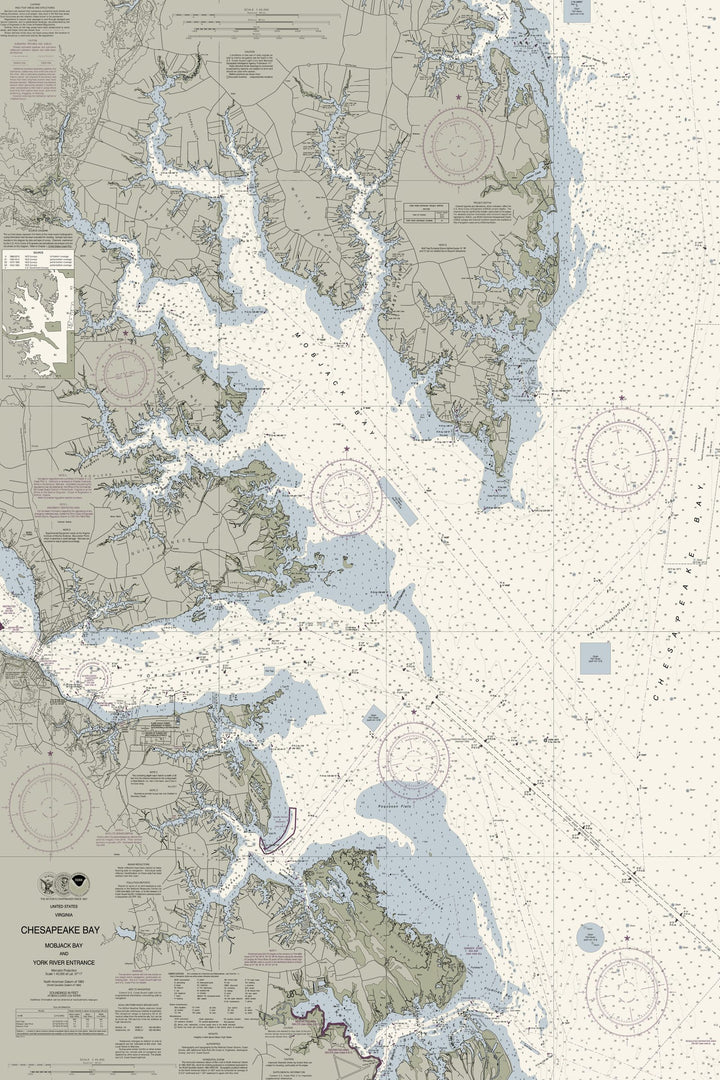 Chesapeake - Mobjack Bay To York River Nautical Chart — Traditional palette