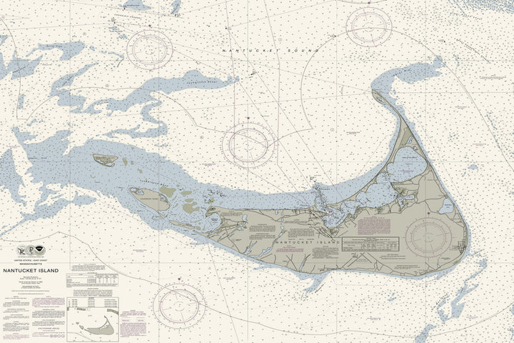 Nantucket Island Nautical Chart — Traditional palette