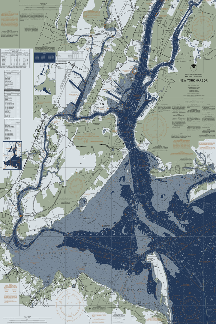 New York Harbor Nautical Chart — Modern Edition — Modern Edition palette