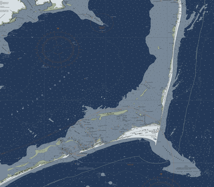 Outer Banks Bodie Island to Hatteras Inlet and Rodanthe Nautical Chart — Modern Edition — Modern Edition palette