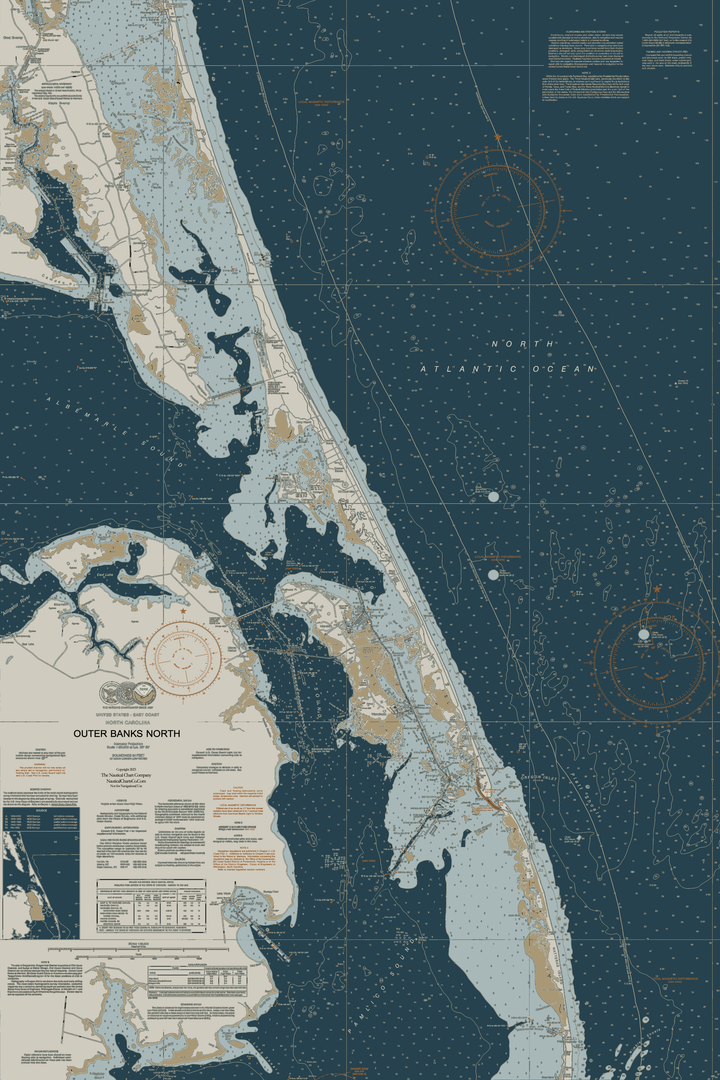 Outer Banks North - Currituck Beach Light To Wimble Shoals Nautical Chart — Heritage Edition — Heritage Edition palette