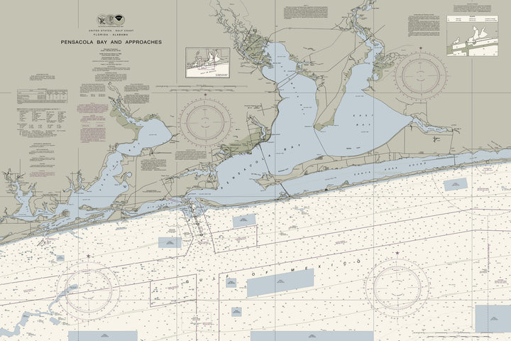 Pensacola Bay & Approaches Nautical Chart — Traditional palette