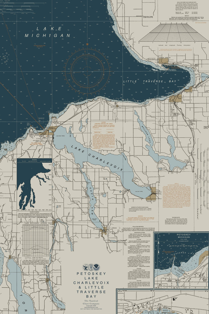 Petoskey Lake Charlevoix & Little Traverse Bay Nautical Chart — Heritage Edition — Heritage Edition palette