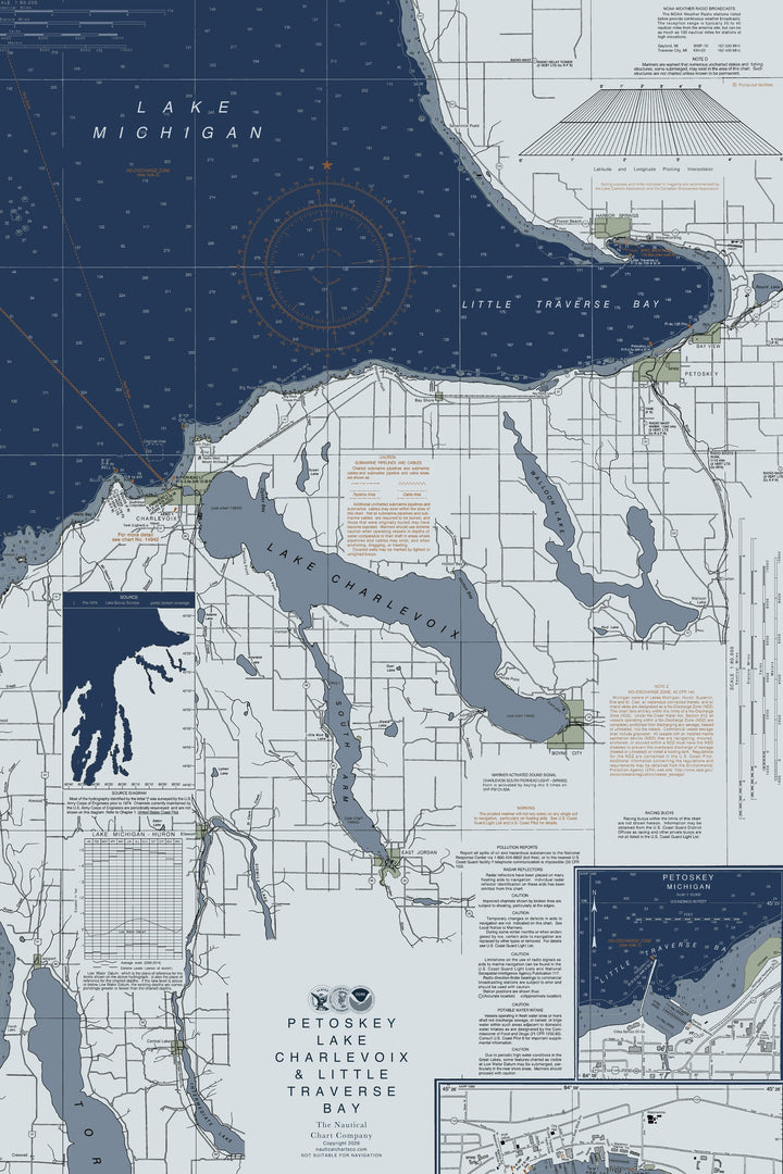 Petoskey Lake Charlevoix & Little Traverse Bay Nautical Chart — Modern Edition