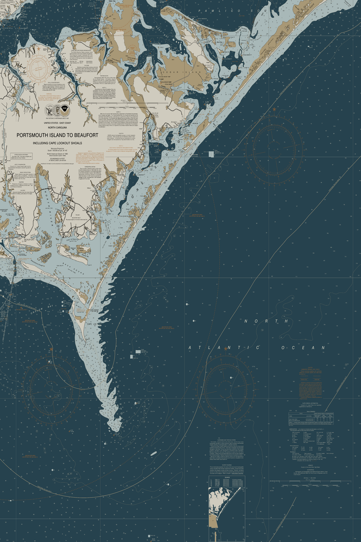 Portsmouth To Beaufort, NC Nautical Chart — Heritage Edition — Heritage Edition palette