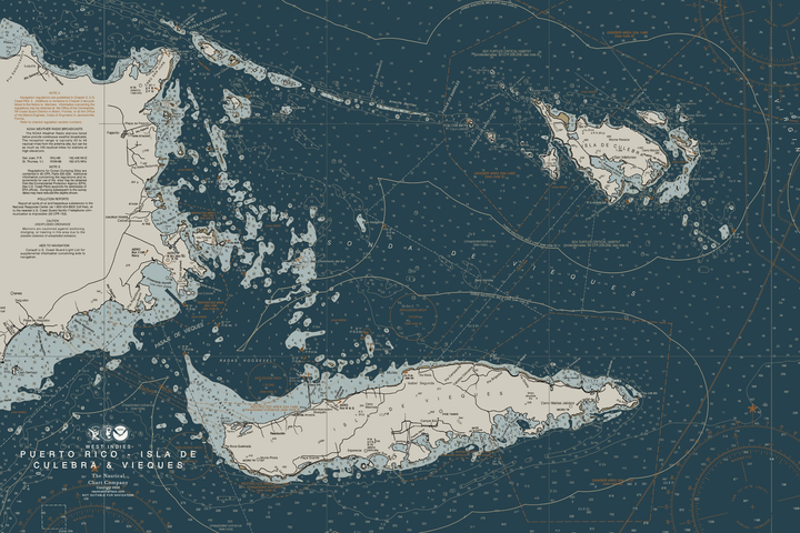 Puerto Rico Isla de Culebra & Vieques Nautical Chart — Heritage Edition — Heritage Edition palette