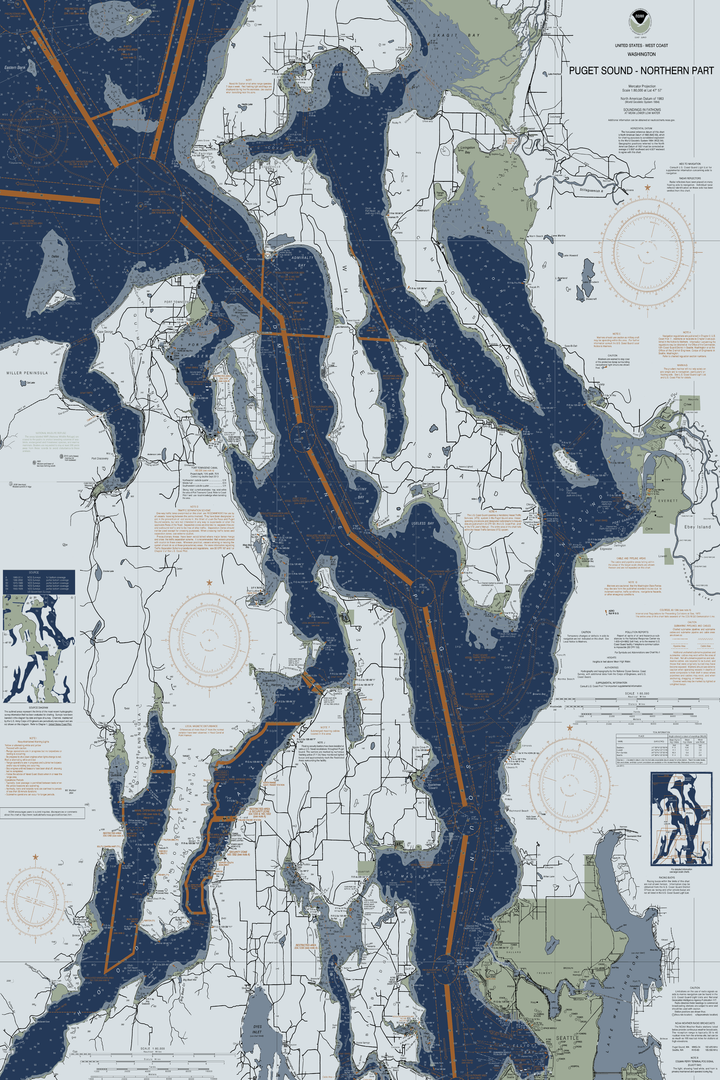 Puget Sound - Northern Part Nautical Chart — Modern Edition